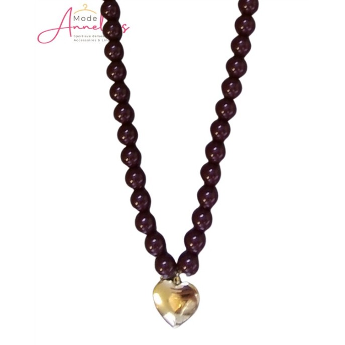 Sweet7 Ketting kort hartje 101241011 wijnrood